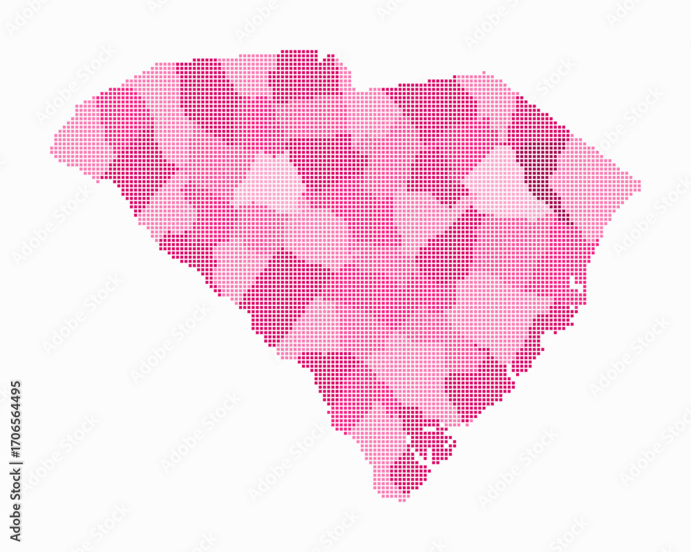 Poster south carolina dotted map. digital style map of the state on white background. south carolina shape 