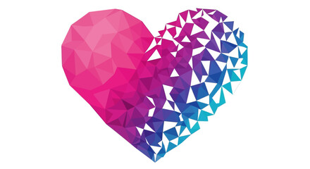 Abstract Pink and Blue Low Poly Heart Geometric Love Design