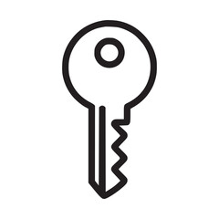 Illustration of a black outline key, representing access, solution, and security in a minimalist and modern style, ideal for websites and applications
