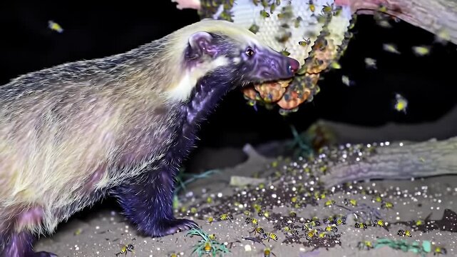 Honey Badger Raiding Beehive Night.