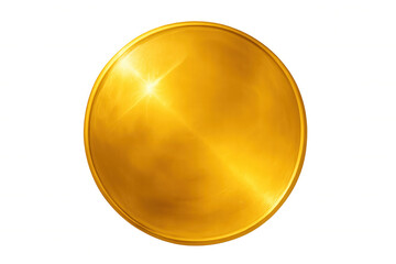 Gold coin reflecting light on a transparent background, perfect for finance and award concepts