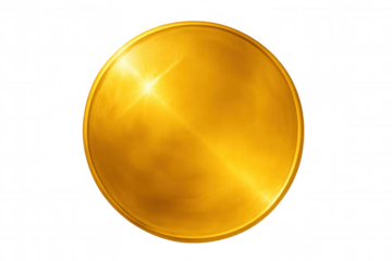 Gold coin reflecting light on a transparent background, perfect for finance and award concepts