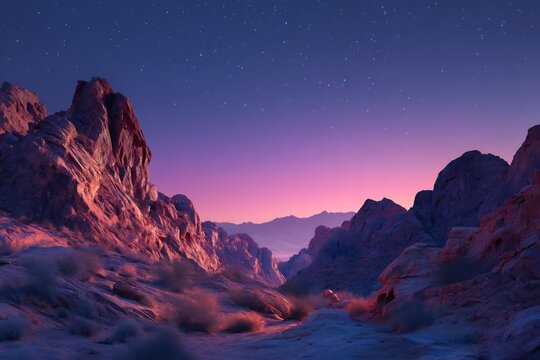 Desert landscape mountains night sky stars scenic vista nature photography travel destination adventure dreamscape