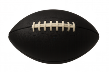 Isolated classic black leather american football with white laces on transparent background, ideal for sports-themed designs