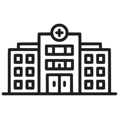 Illustration of a hospital building a healthcare facility providing patient treatment with specialized medical and nursing staff and equipment in vector format