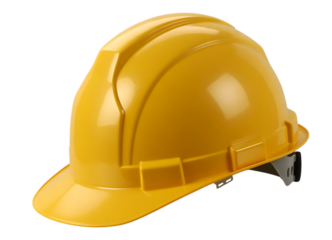 Yellow Construction Hard Hat safety helmet protective gear isolated on a transparent background