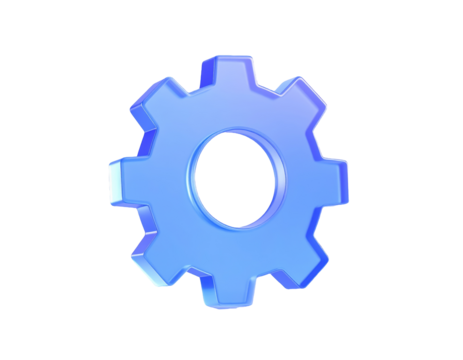 3D Glassmorphic Gear Cogwheel Icon