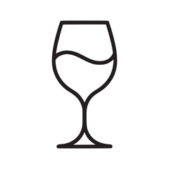Vector art of minimalist line art illustration of a wine glass with wine inside, perfect for bar menus, wine lists, or elegant design projects needing a touch of sophistication