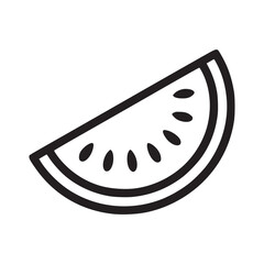 Vector art of watermelon slice icon this vector illustration features a juicy watermelon slice with seeds, depicted in a clean, minimalist line drawing style, perfect for summerthemed designs