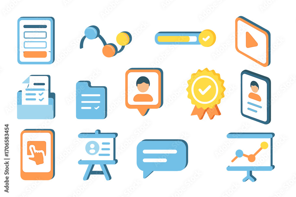 Aufkleber “web and app development icon set. essential flat icons for digital design projects”