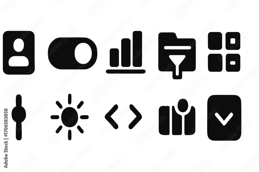 Aufkleber user interface solid icon set for efficient app and web design