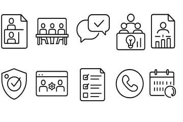 Business and office line icon set. professional, communication, collaboration icons