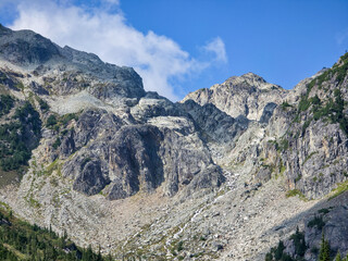 Rocky Mountain View Under Bright Blue Sky in Squamish, BC, Canada