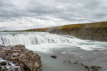 the beautiful nature of Waterfall Gullfoss in south Iceland