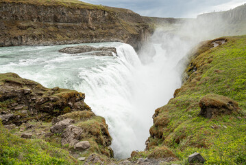 the beautiful nature of Waterfall Gullfoss in south Iceland