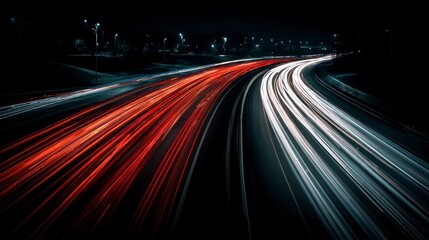 Night highway light trails