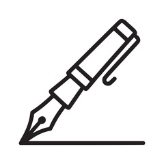 Illustration of a fountain pen drawing a line the pen is depicted in a simple, minimalist style, with clean lines and a focus on the essential elements of the writing tool