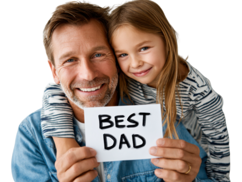 happy couple holding a sign