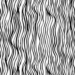 Abstract seamless pattern with wavy, organic black lines on a white background, creating a textured, flowing effect