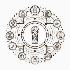 Obraz premium Root Beer Beverage Line Icons