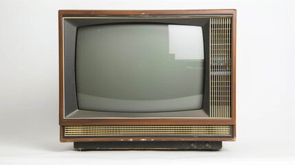 Vintage CRT television set with curved glass screen, symbolizing old entertainment technology.