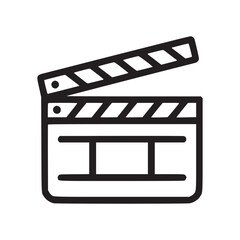Illustration of a clapperboard, representing filmmaking, movie production, and the entertainment industry, used to synchronize audio and video during film shoots and scene recordings