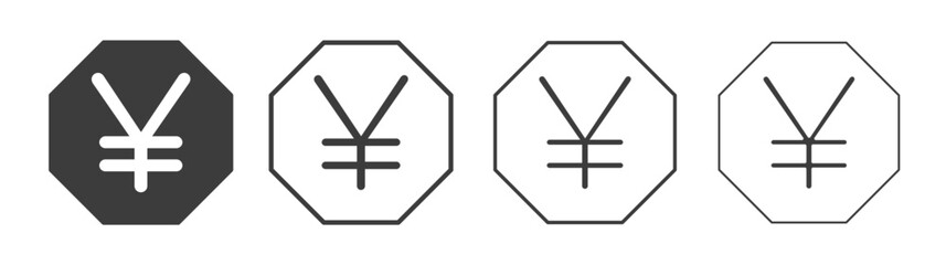 Obraz premium Yen vector icon set in black and white color.
