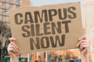 “Campus Silent Now” Empty halls echo protest’s end. CAMPUS. SILENT. EMPTY. HALL. PROTEST....