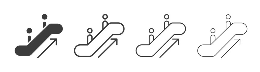Escalator vector icon set in black and white color.