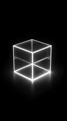 Glowing white cube abstract