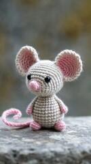 Fototapeta premium crochet mouse generative ai