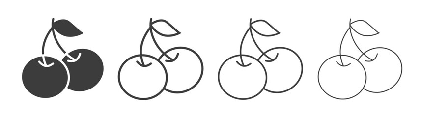 Cherry vector icon set in black and white color. © Recoonde