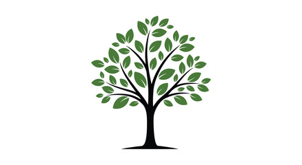 a simple illustration of a tree with green leaves