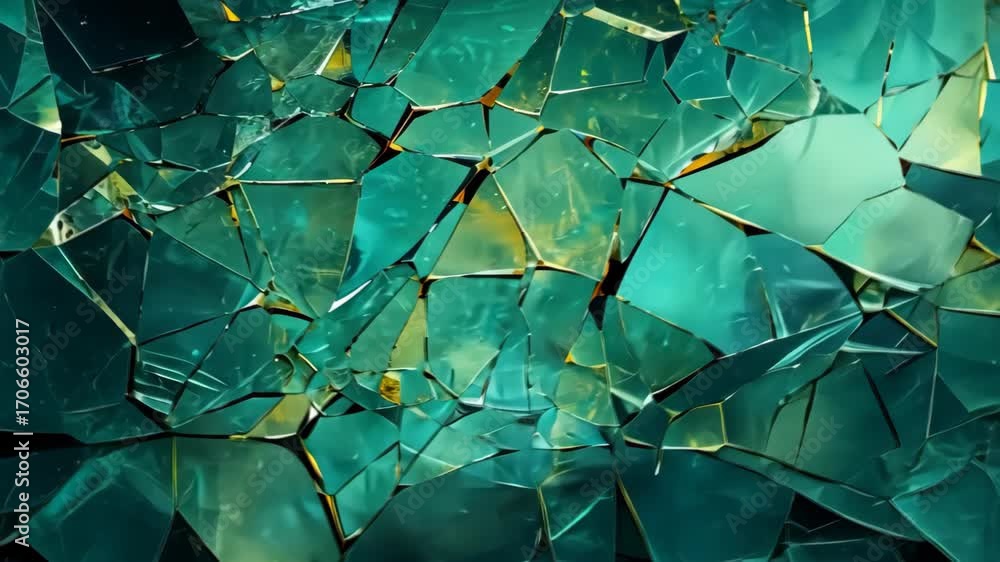 Poster shattered glass fragments: an abstract close-up showcases a multitude of fragmented glass pieces in 