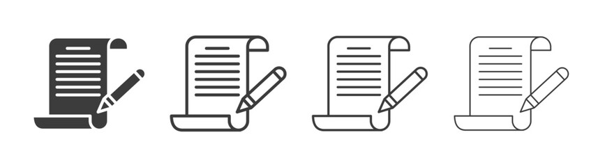 Assignment vector icon set in black and white color.