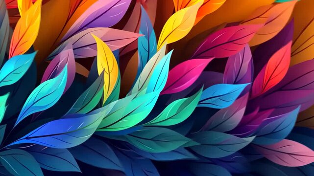 Vibrant Botanical Harmony: A captivating digitally rendered botanical design showcasing a rich tapestry of colorful leaves, offering a modern take on nature's beauty and color.