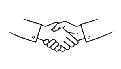 Fototapeta premium Two hands shaking in a simple line drawing