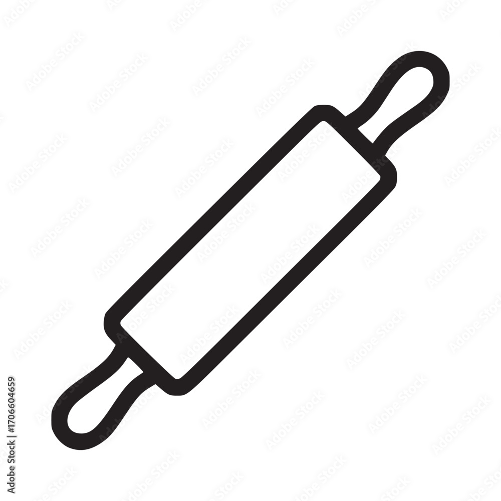 Poster vector art of rolling pin line icon kitchen utensil vector illustration of a rolling pin for baking 