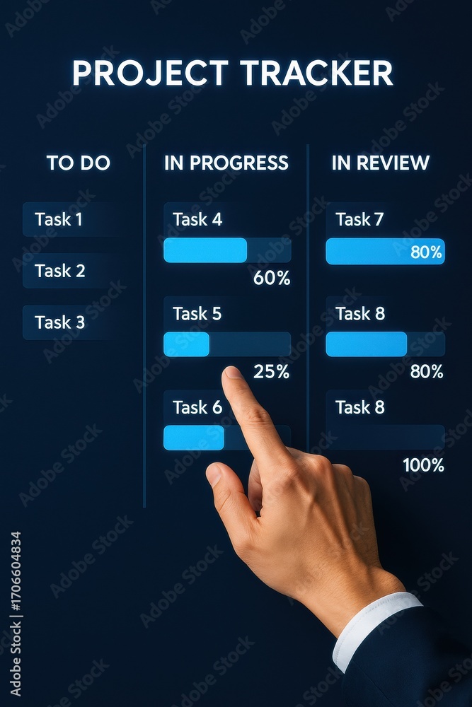 Aufkleber project tracker visualization for task management and workflow efficiency in a professional setting