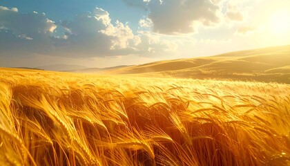 Obraz premium Golden wheat field at sunset (1)