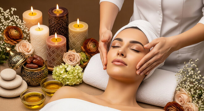 A Moroccan-Inspired Luxury Spa Experience with Argan Oil & Organic Skincare for beauty magazine covers, spa gift voucher designs, premium lifestyle campaigns, wellness retreat invitations