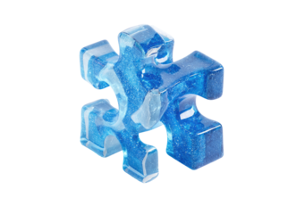 A single, detailed, stylized, light-blue jigsaw puzzle piece against a black background.  