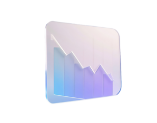 3D Glassmorphic Marketing Chart Icon
