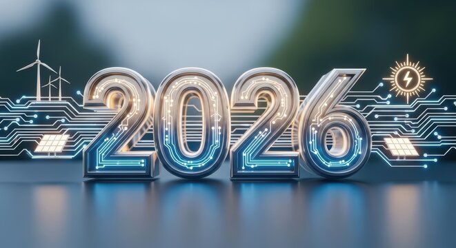 The year two thousand twenty six with renewable energy and technology integrated into the design
