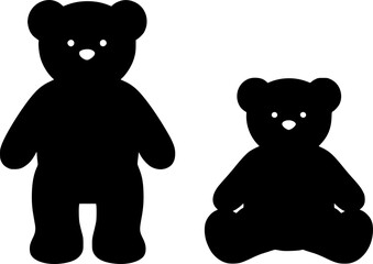 Naklejka premium Stand and sit teddy bear silhouette vector flat illustration design