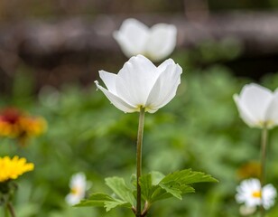 White flower in a garden setting