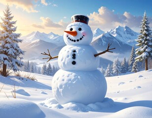 Obraz premium Snowman in winter wonderland (1)