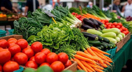 Close-up of fresh vegetables at an outdoor market stall
