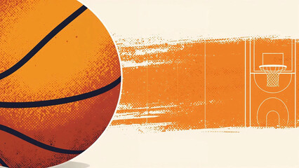 Basket ball banner in orage and yellow theme