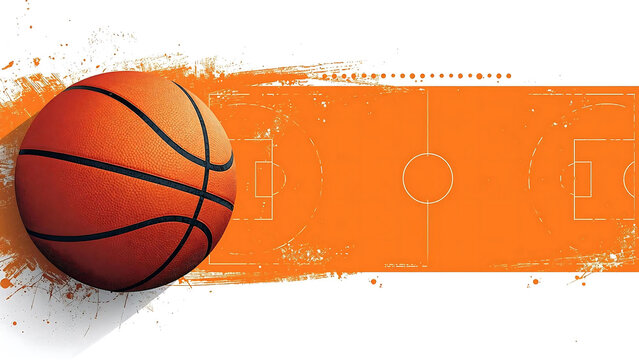 Basket ball banner in orage and yellow theme
